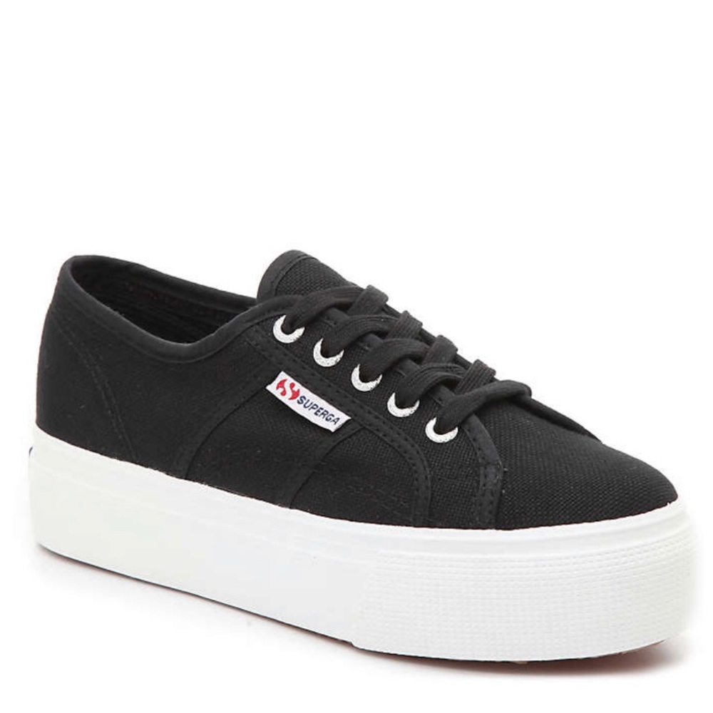 SUPERGA black platform shoes